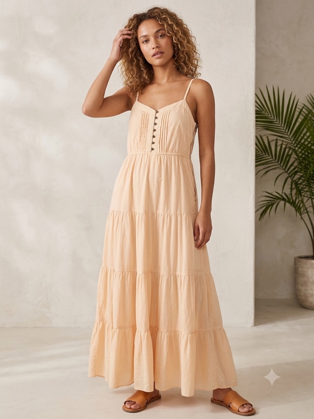 Forever 21 Peach Tiered Maxi Dress with Spaghetti Straps ITEM #19